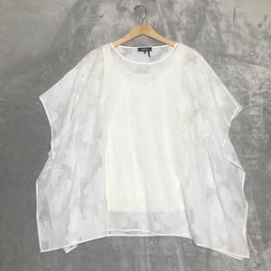 DKNY Top Womens XS White Floral Kimono Sleeve Round Neck Semi Sheer Tank Liner